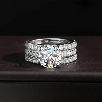 D VVS1 Moissanite Rings for women Sparkling Diamond Bridal Sets with GRA s925 Sterling Sliver Plated 18k Eternity Band