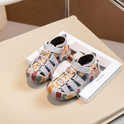 Boys Girls Casual Toes Capped Shoes Soft Sole Kids Sport Sandals Non-slip Children Summer Beach Shoes Classic Pull Rope 2025 New