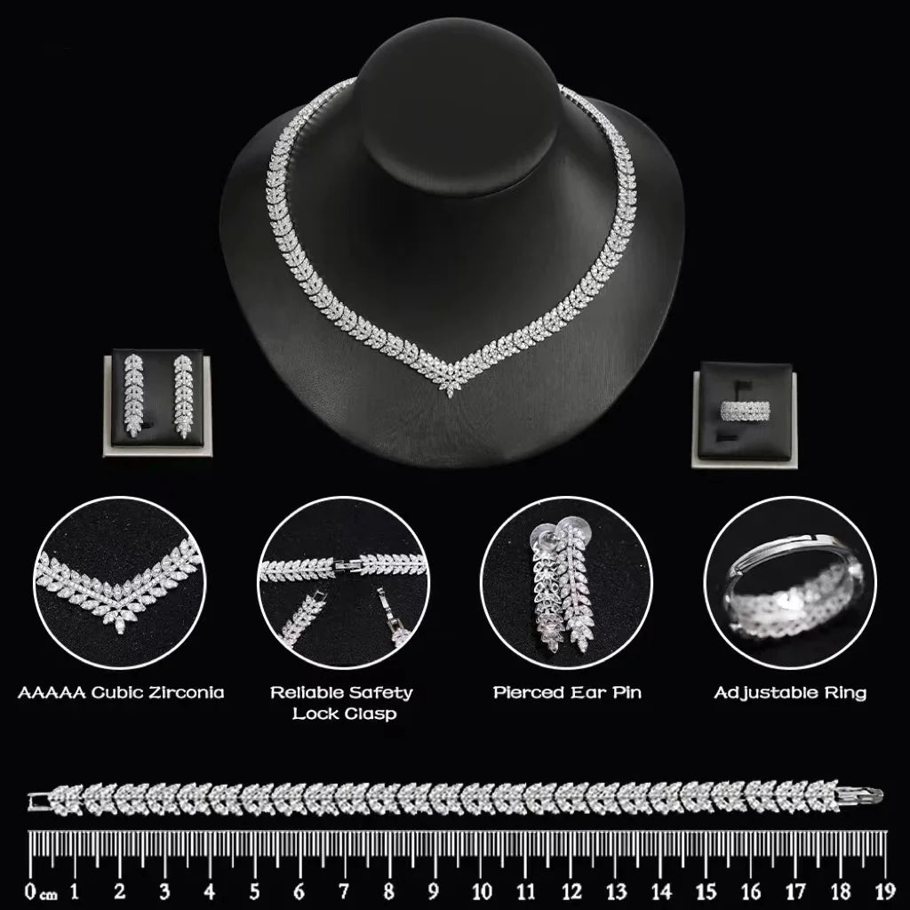 Elegant gold-plated Dubai jewelry set, suitable for women's party gifts, simple and elegant UAE wedding bride 4-piece jewelry se