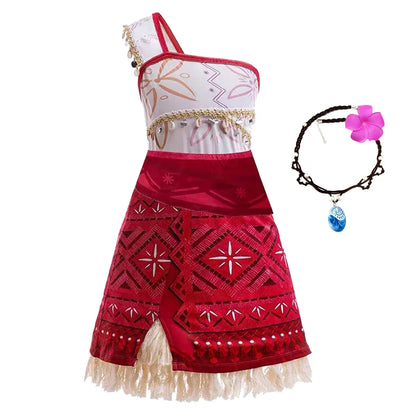 2024 New Movie Moana 2 Girl Dress Halloween Party Costume Princess Fancy Clothes Children Vaiana Outfit Dress