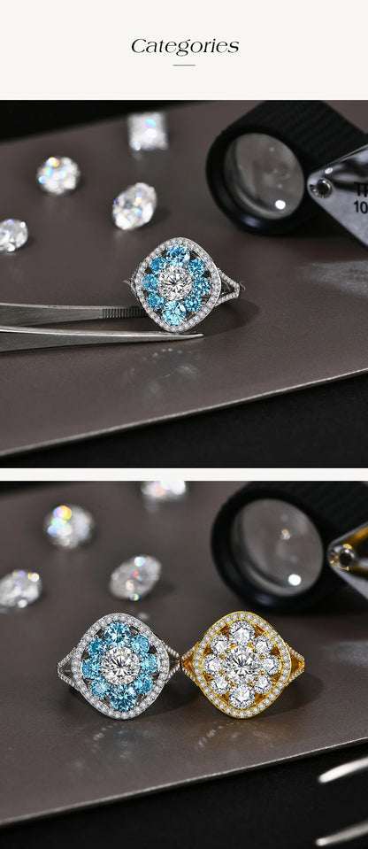 3.38CTW Round Cut Moissanite Rings for Women S925 Silver 18K Gold Plated Handmade Wedding Bride Fine Jewelry Gifts New