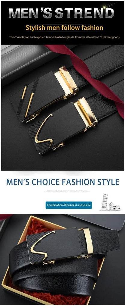 Fashion Business Men's Belt Genuine Luxury Brand Belt Metal Buckle Belt High-Quality PU Leather Soft Belt With Cargo Pants Jeans