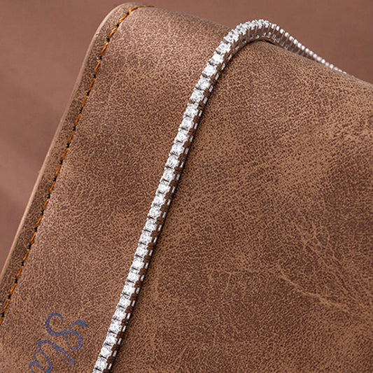 ‌Genuine S925 Sterling Silver 0.03ct (2mm) Moissanite Tennis Bracelet for Women, Sparkling Luxury for Formal & Daily Occasions