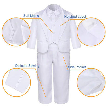 Baby Boy Baptism Outfit Infant Tuxedo Christening Wedding Birthday Celebration Formal Gentleman Suit White 6 Months to 3 Years