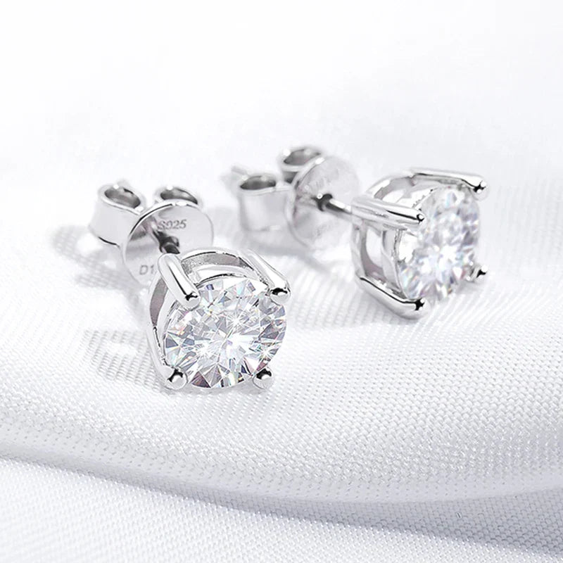 0.1-3CT Test Passed Moissanite Studs Earrings for Men Women S925 Silver Platinum Plated Bride Wedding Lab Diamond Studs