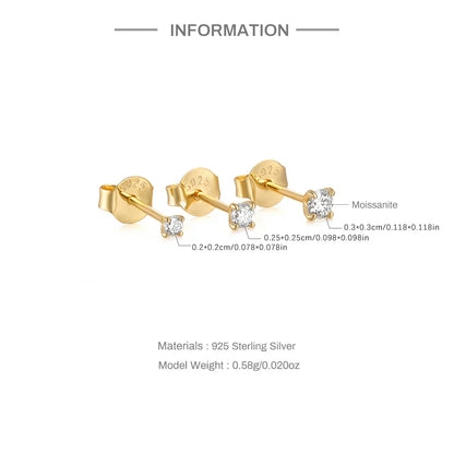 0.5-1.2 Carat D Color Moissanite Ear Stud Earrings For Women 925 Sterling Silver Sparkling Piercing Earring Fine Jewelry