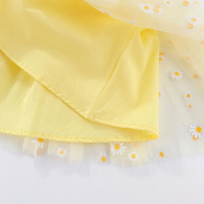 Korean Style Girls' Summer Dress 0-4Y Cute Baby Children's Little Daisy Suspender Mesh Dress Kid's Clothing