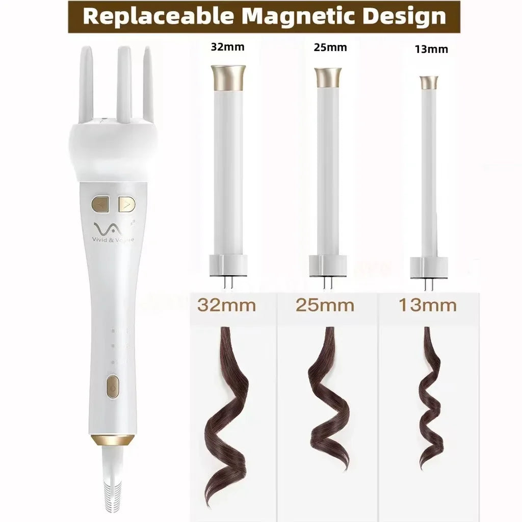White Purple 2 Colors Replacement Professional Portable Auto Rotating Curling Iron 32mm 13mm Hair Iron (Genuine) US