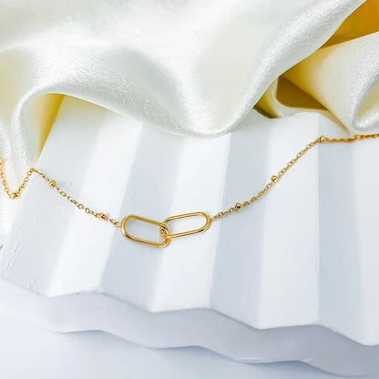 Fashion Stainless Steel Link Infinity Necklace Geometric Double Paperclip Pendant Women's Simple Jewelry Wholesale