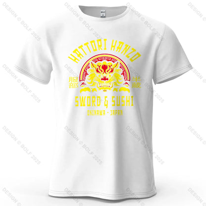Samurai Warrior Printed Men's T-Shirt 100% Cotton Oversized Cultural Art Graphic Tees for Women Tops Tees Casual Streetwear