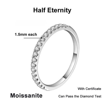 NeeTim Full Moissanite Ring for Woman Wedding Jewelry 925 Sterling Silver with Plated White Gold Rings Diamond Engagement Band