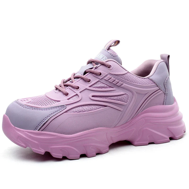 Lace-up Safety Work Shoes For Women Steel Head Boots Female Indestructible Construction Non Slip Platform Work Shoes