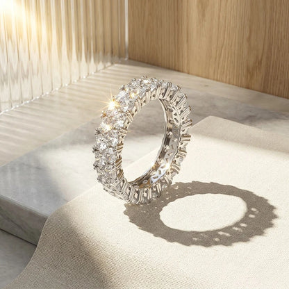 3mm Heart Cut Full Moissanite Rings for Women Stackable Ring Eternity Band S925 Sterling Silver 18k Plated Jewelry Gifts