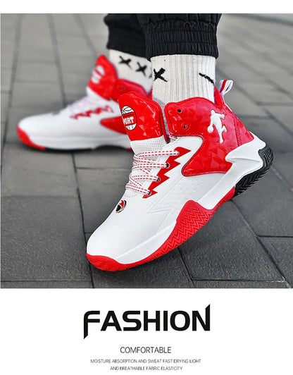 Children Basketball Shoes for Boys Girls Kids Teenagers Breathable Non-slip Lace Up Indoor Outdoor Training Sneakers Tennis Shoe