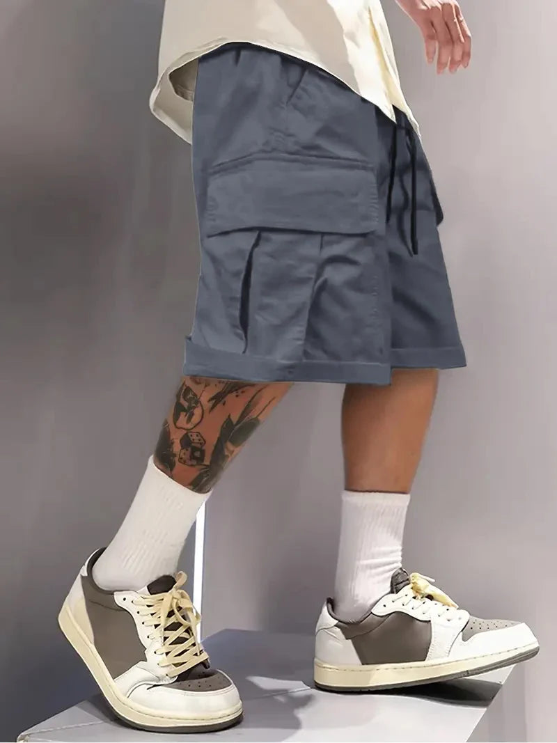 Summer Men's Cargo Shorts, Casual, Versatile and Fashionable, Three Colors Available, Multi-Pocket Design, Suitable for Casual Outings