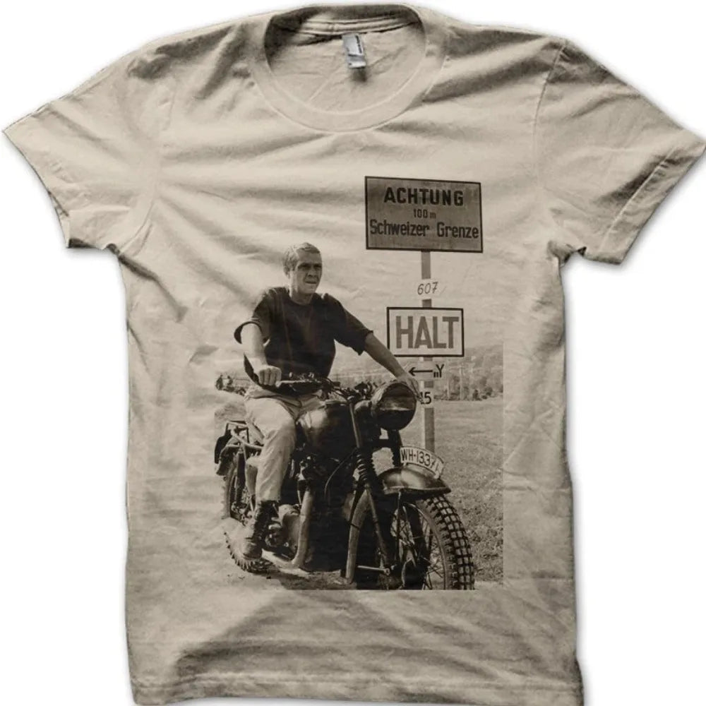 Retro Classic Motorcycle Printed T-shirt From 'The Great Escape' Summer New Item Suitable for Both Men and Women, Casual T-shirt