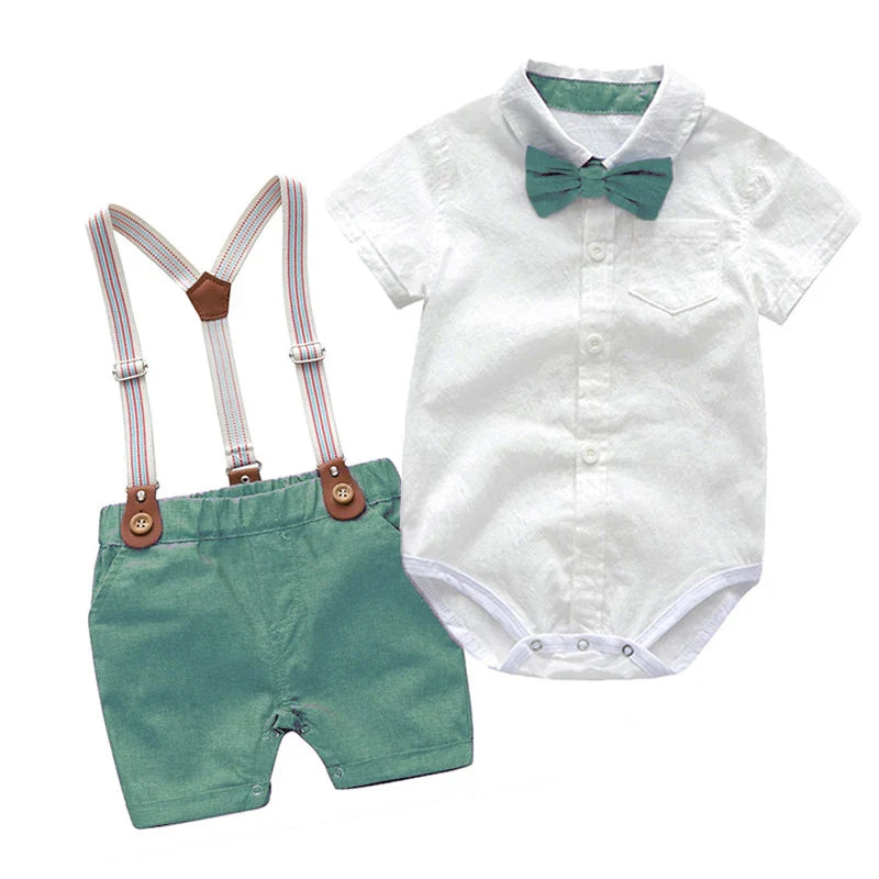 Kid Boy Formal Birthday Outfit Suit Toddler Gentleman Wedding Striped Vest Shirt 1-6 Years Baby Pants Boys Ceremony Outerwear