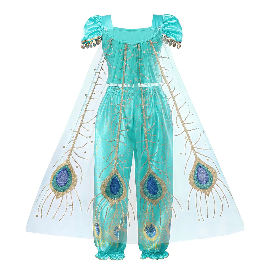Jasmine Princess Dress Princess Dress Up Of Aladdin The Magic Lamp Costume Girls Birthday Party Halloween Fantasy Top Pants