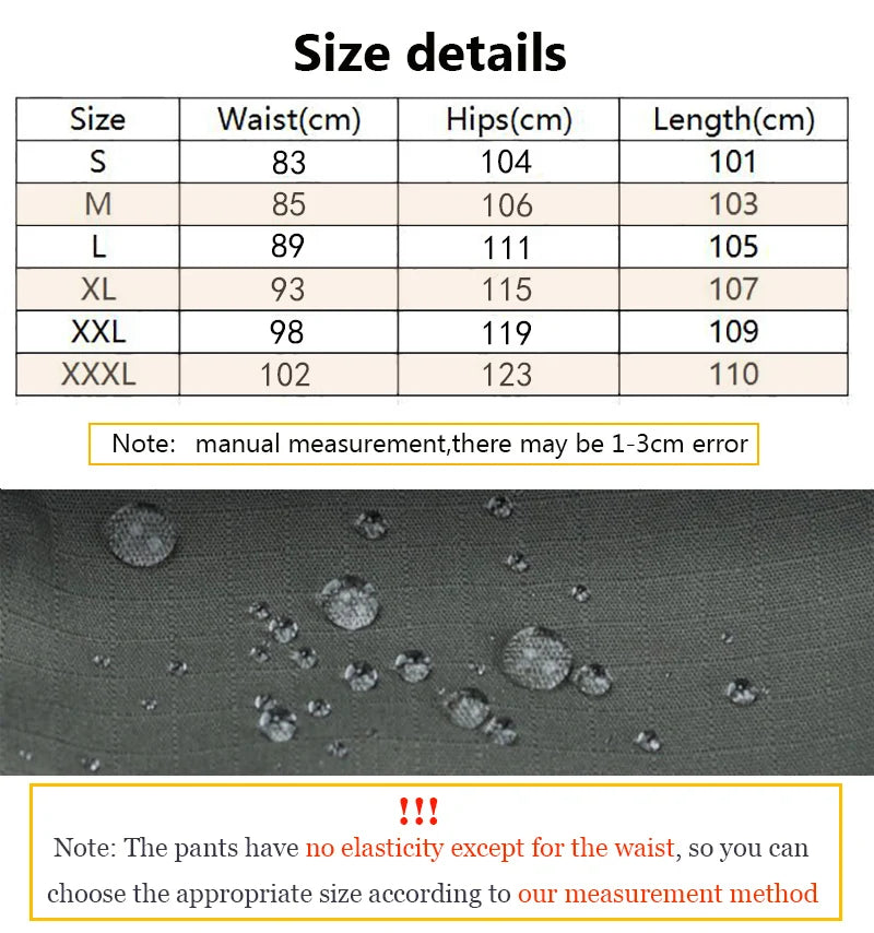 2024 Men's Tactical Pants City Casual Cargo Trousers Waterproof Multi-pocket Wear-Resistant Outdoor Training Work Male Trousers