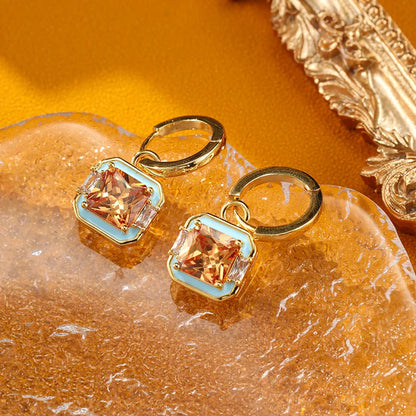 Jewelry Fashion Drop Glaze Retro Geometric Square Earrings Classic Women's Light Luxury Personalized Women's Earrings