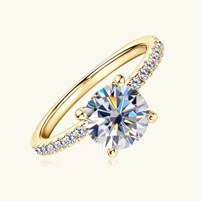 8mm 2.0CT Moissanite Solitaire Ring for Women 18k Gold Plated 925 Silver Engagement Wedding Promise Rings Finger Bands Jewelry