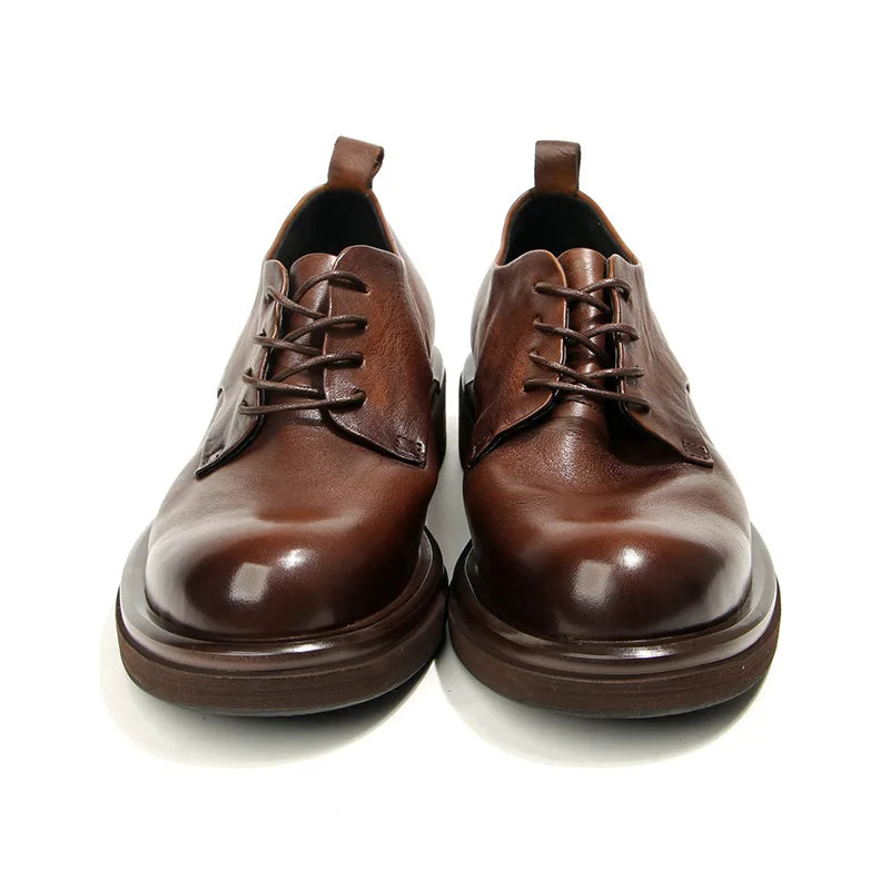 Soft Leather Mens Formal Shoes Luxury Quality Comfortable Brand Handmade Retro Genuine Leather Daily Wedding Social Shoes Male
