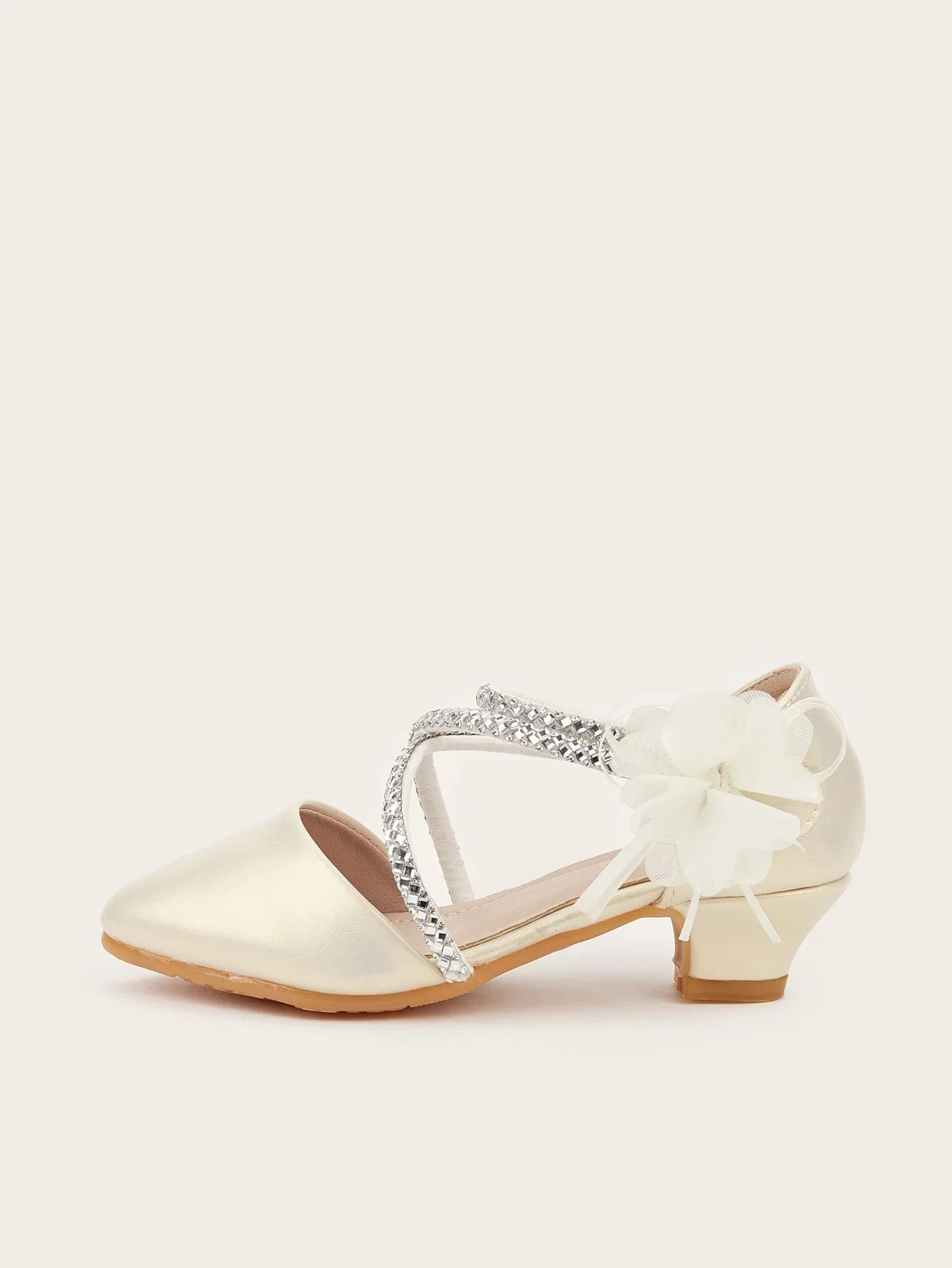 2025 Summer New Fashion Flower Girls' Princess Shoes Crystal Performance Children's Sandals Pointed Toe Children's High Heels