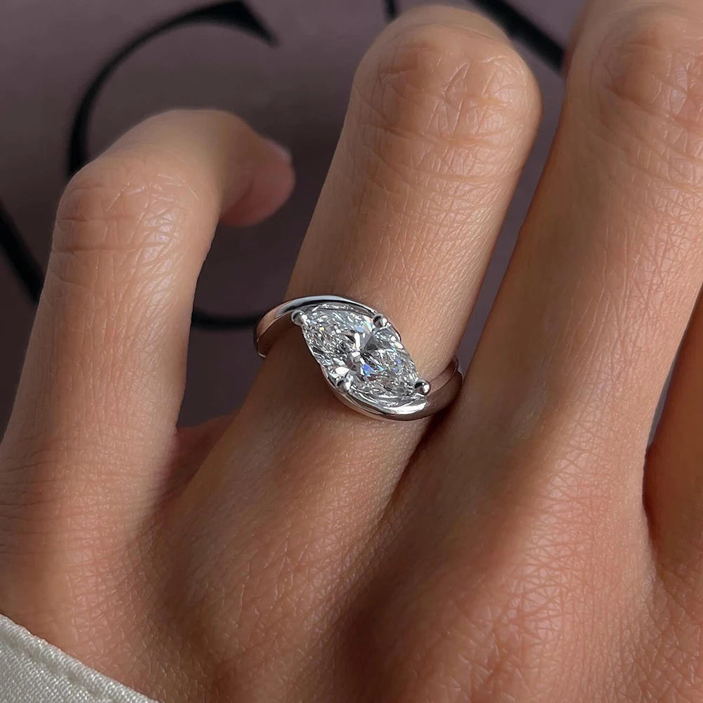 1/2CT Marquise Moissanite Ring S925 Silver 18K Gold Plated for Women Men Solitaire Wedding Band Gift Fine Jewelry with GRA