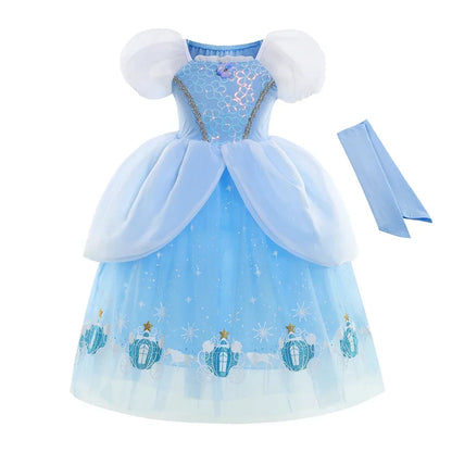Girls Cinderella Cosplay Costume For Children Baby Girl Kids Halloween Birthday Party Dress Princess Costume
