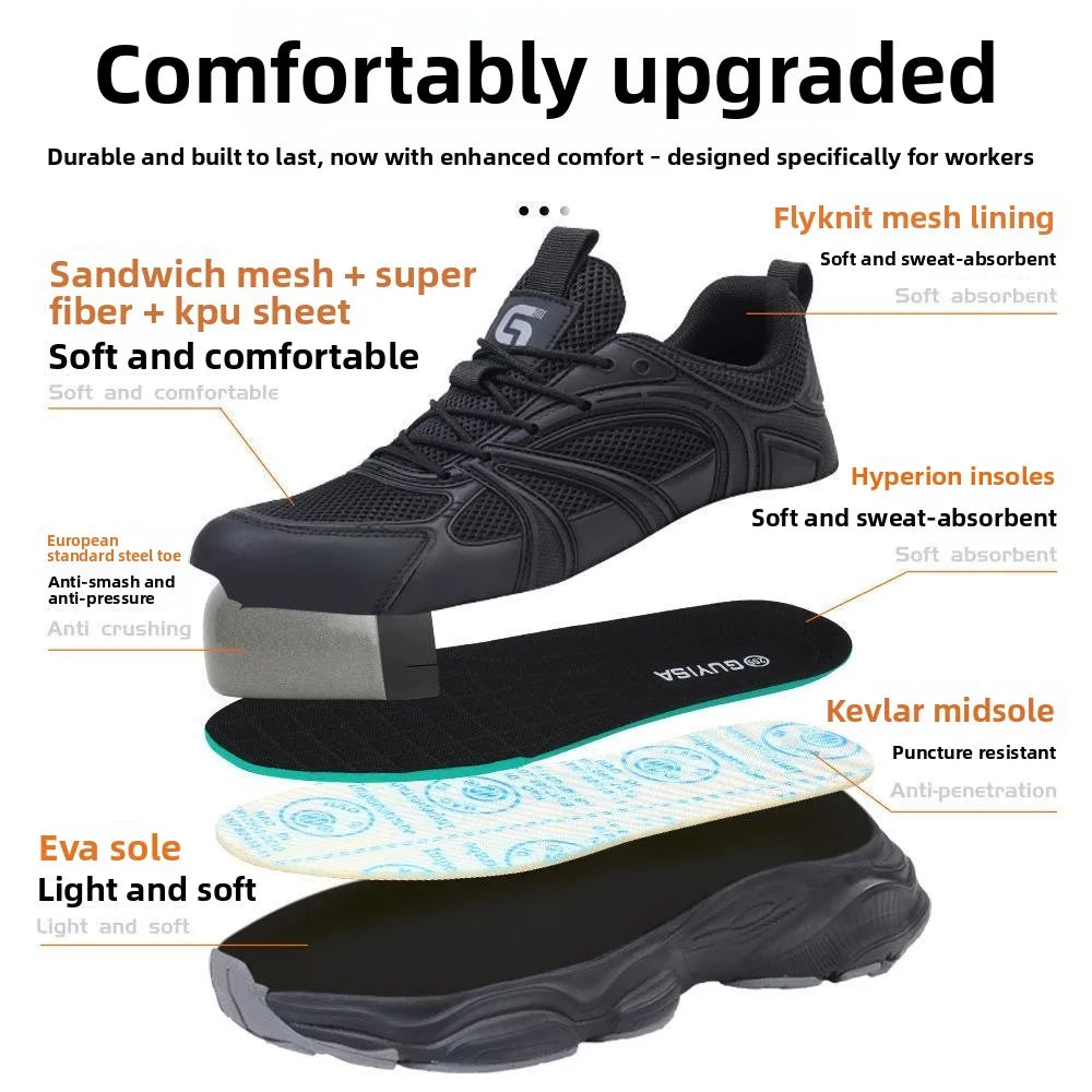 Safety Shoes Men Shoes Breathable Anti Smashing Puncture Comfortable Men's Safety Tennis Steel Toe Cap Puncture