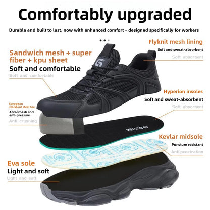 Safety Shoes Men Shoes Breathable Anti Smashing Puncture Comfortable Men's Safety Tennis Steel Toe Cap Puncture