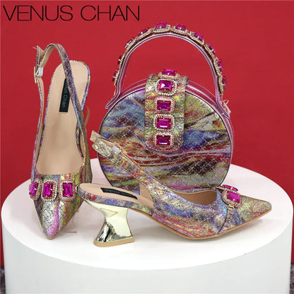 Ladies High Quality Women's Pumps And Bag Italian Fashion Design Dark Green Color Bag For Nigeria Wedding Party