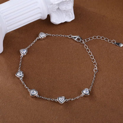 Certified 4mm Bezel Set Heart Cut Moissanite Diamond Bracelets for Women 100% S925 Silver Charm Bracelet Wrist Chain Adjustable