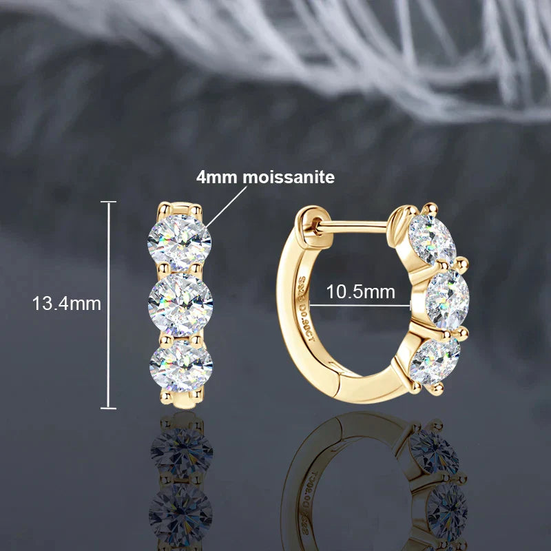 Hoops 100% 925 Sterling Silver Real 3mm Moissanite Stud Earrings For Women Sparkling Jewelry Gifts with Certificate Gifts