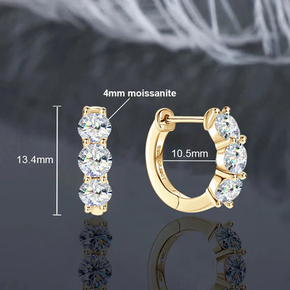 Hoops 100% 925 Sterling Silver Real 3mm Moissanite Stud Earrings For Women Sparkling Jewelry Gifts with Certificate Gifts