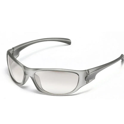 Men's Silver Y2K Sunglasses Outdoor Cycling Sports Sun Glasses Women Vintage Shades Trendy Punk Goggle Eyewear 2000S Aesthetic