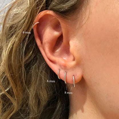 1pair 925 Sterling Silver Hoop Earring 6/7/8/13mm Circle Round Huggies for Women Men Ear Ring Bone Buckle Fashion Jewelry