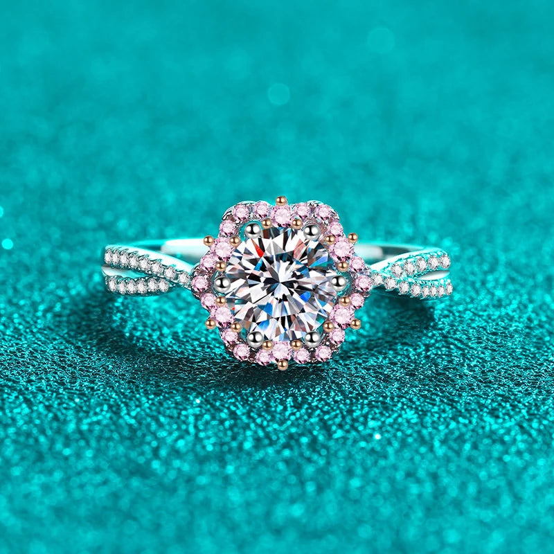1ct Moissanite Rings for Women Sparkling Lab Gem Wedding Band S925 Sterling Silver Eternity Engagement Promise Rings