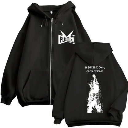 Japan Anime My Hero Academia Zip Up Hoodies Harajuku Fashion Manga Vintage Sweatshirt Men Women Fleece Oversized Tracksuit Coats