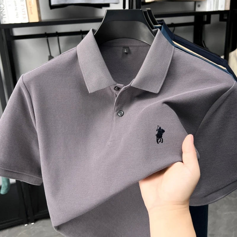Designer brand 100% cotton short sleeve polo shirt luxury fashion pony embroidery men's business leisure summer new Paul T-shirt
