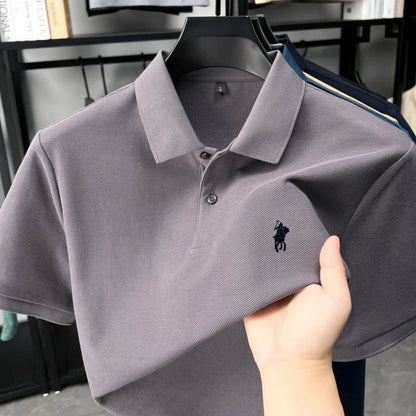 Designer brand 100% cotton short sleeve polo shirt luxury fashion pony embroidery men's business leisure summer new Paul T-shirt
