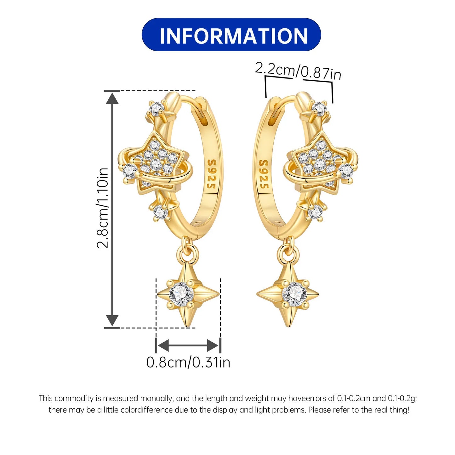 925 Sterling Silver Multi Layer Starry Tassel Drop Earrings Women Earrings Charm Trend Versatile Party Jewelry Gifts
