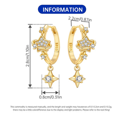 925 Sterling Silver Multi Layer Starry Tassel Drop Earrings Women Earrings Charm Trend Versatile Party Jewelry Gifts