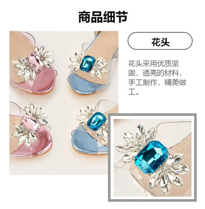 New Children's Shoes Crystal High Heels Girls' Baby Rhinestone Princess Shoes Fashion Transparent Kid's Sandals