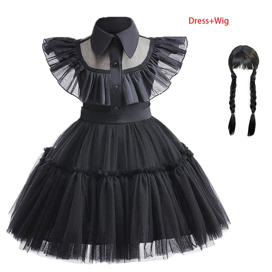 1-6 Years Children Dress For Girl Costume 2023 New Vestidos For Kids Birthday Party Dresses Black Halloween Cosplay Costumes
