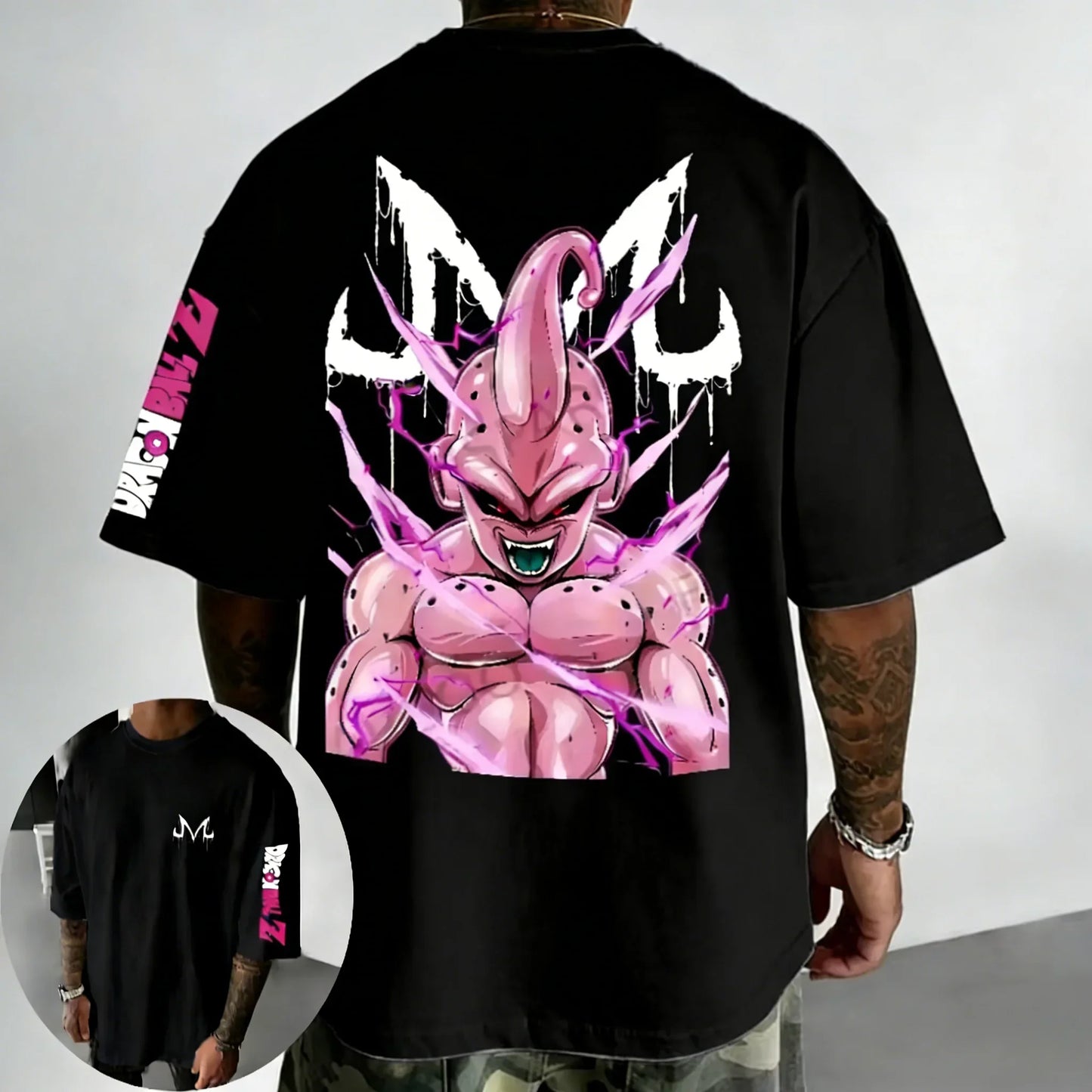 T-shirt Summer New Majin Buu Printed Men's Street Hip Hop Oversized Casual Short Sleeve Top