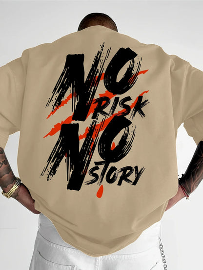 Men's Streetwear Pattern T-shirt - Bold Letter Printed Loose Casual T-shirt, Vibrant Summer Short sleeved Pure Cotton T-shirt St