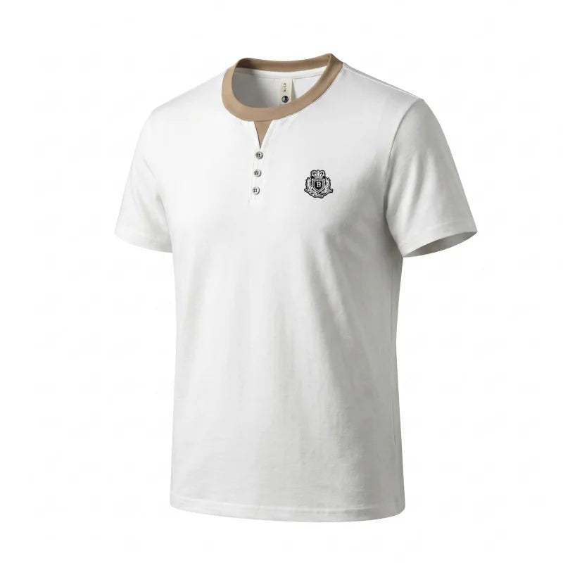 designer men's summer vacation two piece t-shirt round neck embroidered british style short sleeve casual fashion men's wear top
