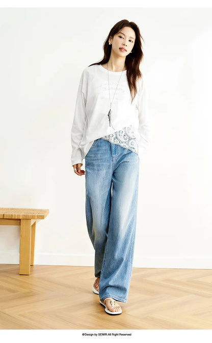 Semir Jeans Women Cool Feeling Wide Leg 2025 New Summer Leg-Lengthening Floor-Length Pants Trendy for Fashionable Style