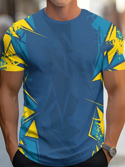 Plus Size Men's 3D Print T-Shirt Summer Casual Round Neck Short Sleeved Top Running Fitness Exercise High-End T-Shirts for Men